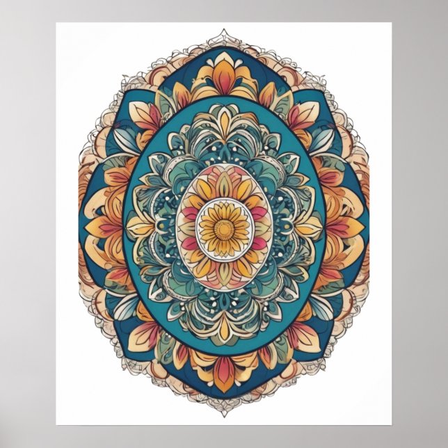 Mandala Egg - Intricate Boho Blommigt Design Poster (Framsidan)