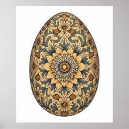 Mandala Egg - Intricate Boho Blommigt Design Poster