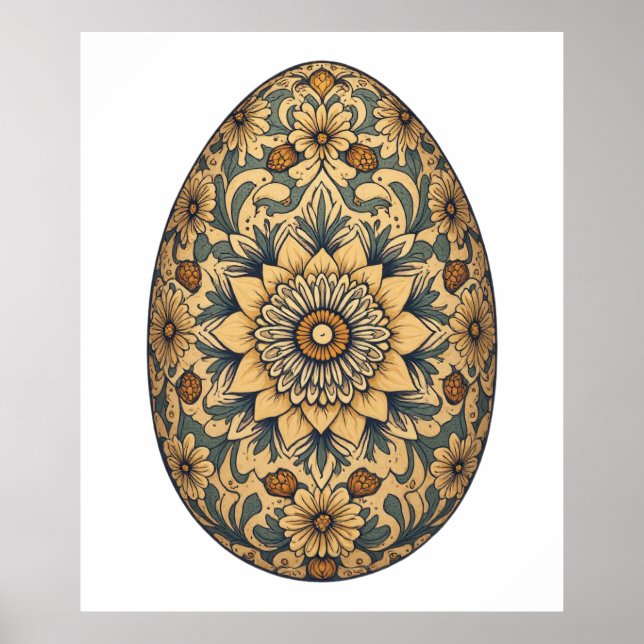 Mandala Egg - Intricate Boho Blommigt Design Poster (Framsidan)