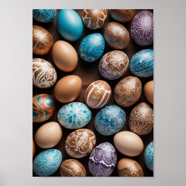 Mandala Egg - Intricate Boho Blommigt Design Poster (Framsidan)