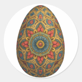 Mandala Egg - Intricate Boho Blommigt Design Runt Klistermärke