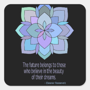 Mandala Eleanor Roosevelt Beauty Quote Fyrkantigt Klistermärke