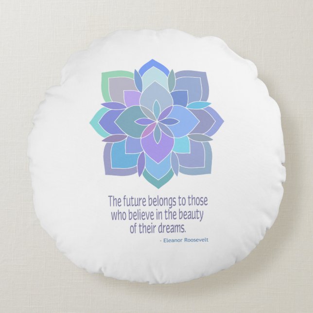 Mandala Eleanor Roosevelt Beauty Quote Rund Kudde (Framsidan)