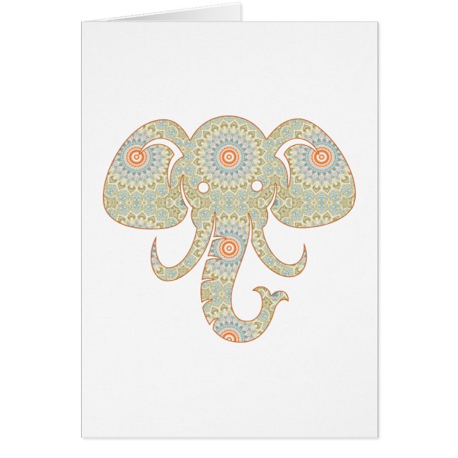 Mandala Elefant Huvud Design OBS Kort (Framsidan)