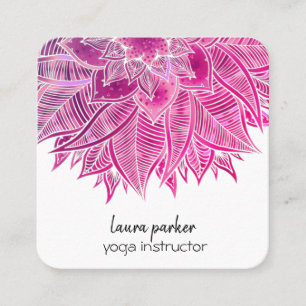 Mandala Elegant Boho Paisley Blommigt Rosa Art Yog Fyrkantigt Visitkort