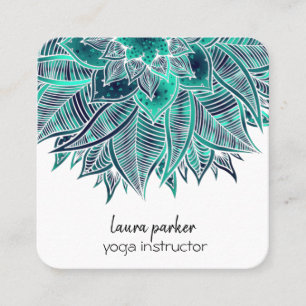 Mandala Elegant Boho Paisley Blommigt Teal Art Yog Fyrkantigt Visitkort