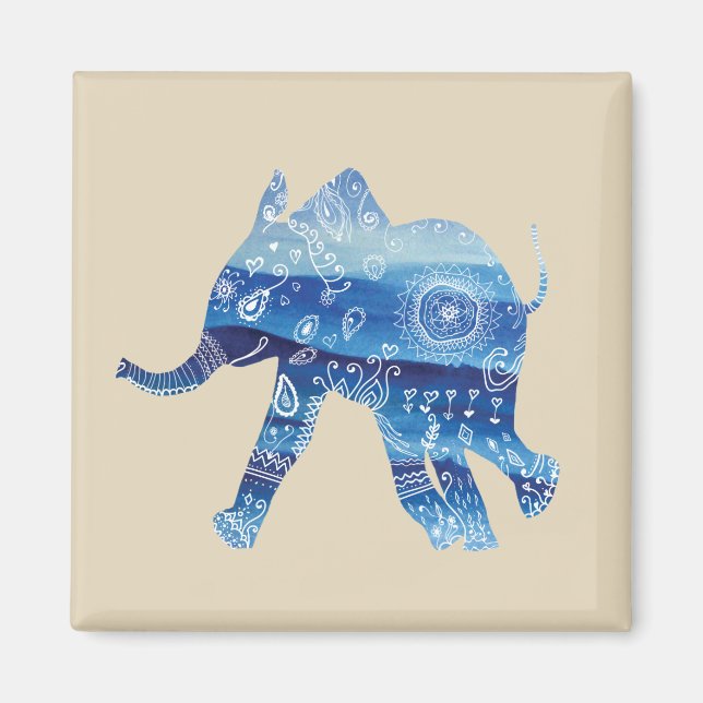Mandala Elephant Art 5.1 Cm Square Magnet (Framsidan)