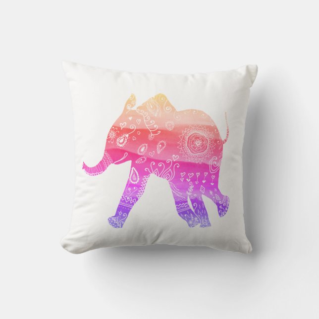 Mandala Elephant Art Throw Cushion 41 x 41 cm Kudde (Framsida)