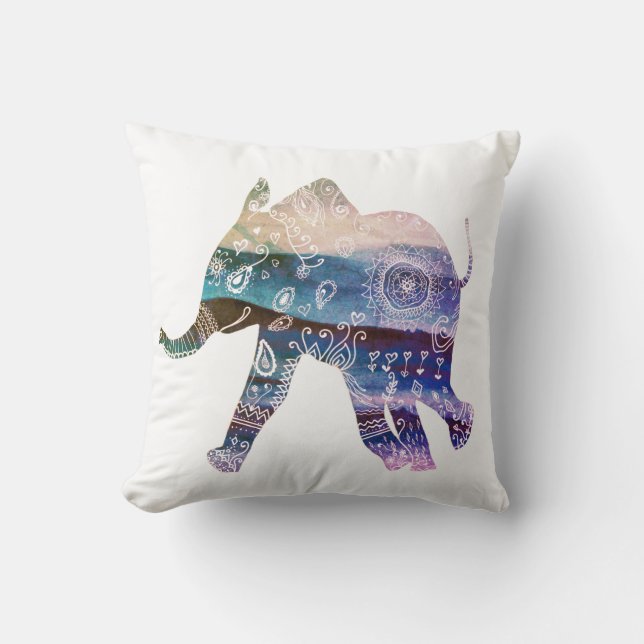 Mandala Elephant Art Throw Cushion Kudde (Framsida)