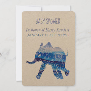 Mandala Elephant Baby dusch-inbjudningskort Inbjudningar