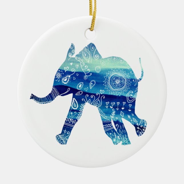 Mandala Elephant batic Art Circle Ornament (Framsidan)