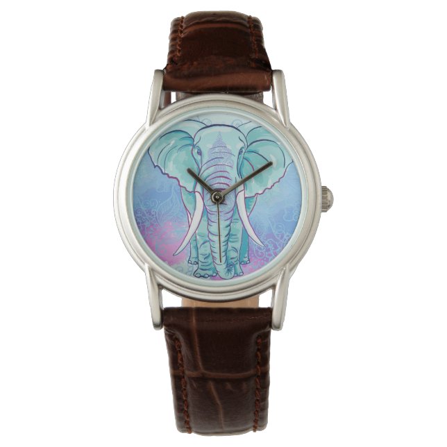 Mandala Elephant Bohemian Hippie Armbandsur (Framsida)