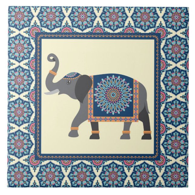 Mandala Elephant Design Kakelplatta (Framsidan)