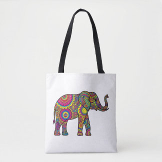 Mandala Elephant Tote Bag  Tygkasse