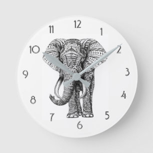 Mandala Elephant Wall Clock Rund Klocka