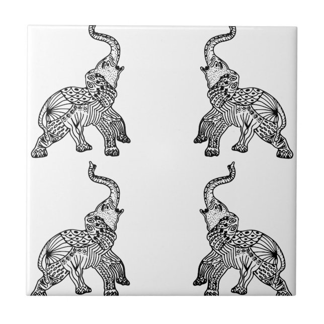 Mandala Elephants Kakelplatta (Framsidan)