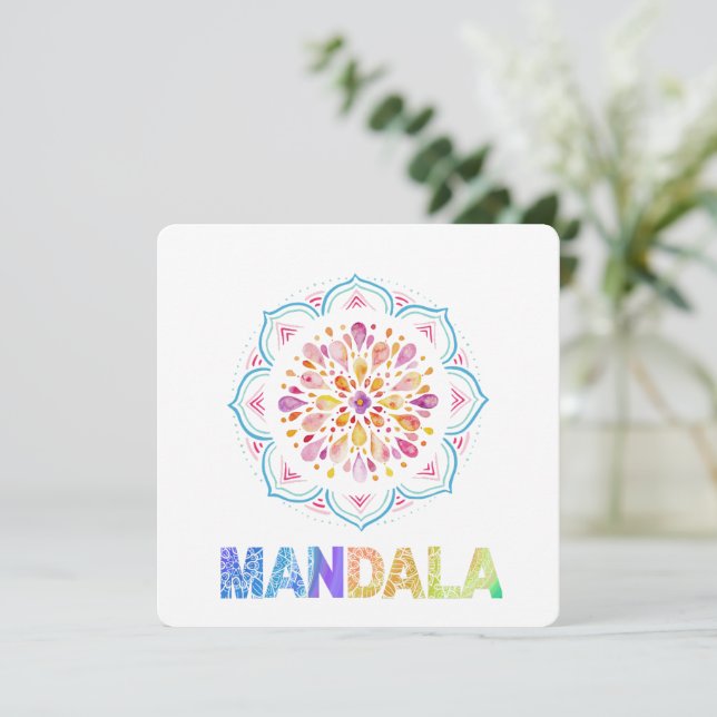MANDALA FÄRGAD LOTUS FLOWER INBJUDNINGAR (Stående Fram)