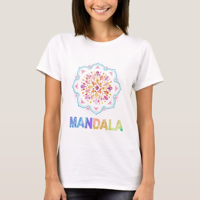 MANDALA FÄRGAD LOTUS FLOWER T SHIRT (Framsida)