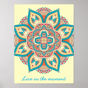Mandala färgad marockansk etnisk mönster poster