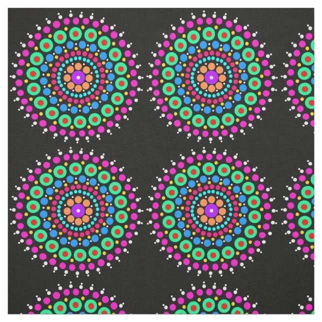 Mandala färglös svart bg tyg (Provkarta)