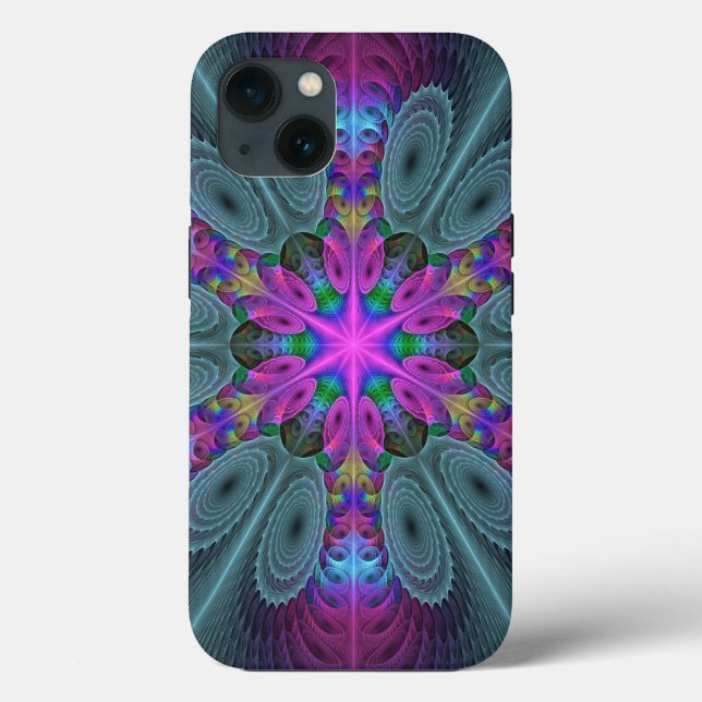 Mandala Färgrik Slående Fraktal Konst Kalejdoskop (Baksida)