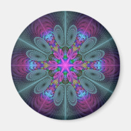 Mandala Färgrik Slående Fraktal Konst Kalejdoskop Magnet