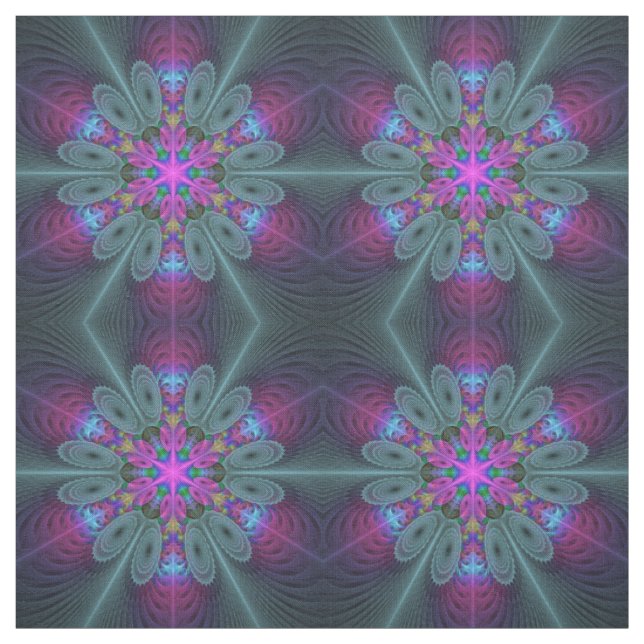 Mandala Färgrik Slående Fraktal Konst Kalejdoskop Tyg (Provkarta)