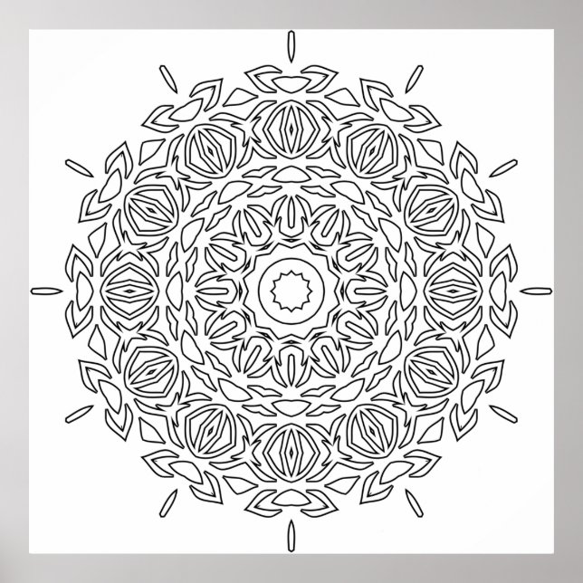 Mandala-färgsida Lagt visbladsmönsterdesign Poster (Framsidan)