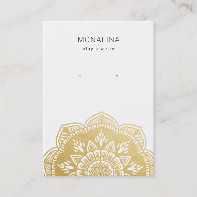 Mandala Faux Gold Foil Earring Juvelry Visning  Visitkort (Framsida)