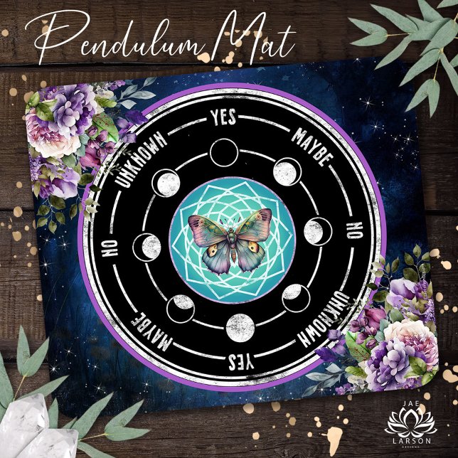 Mandala Fjäril Lila Blommig Psykisk Pendel Musmatta (Skapare uppladdad)