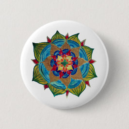Mandala Fleur Round Badge Knapp