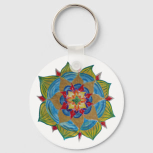Mandala Flower Basic Button Nyckelring