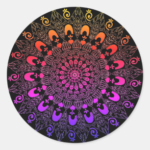 Mandala Flower Design Runt Klistermärke