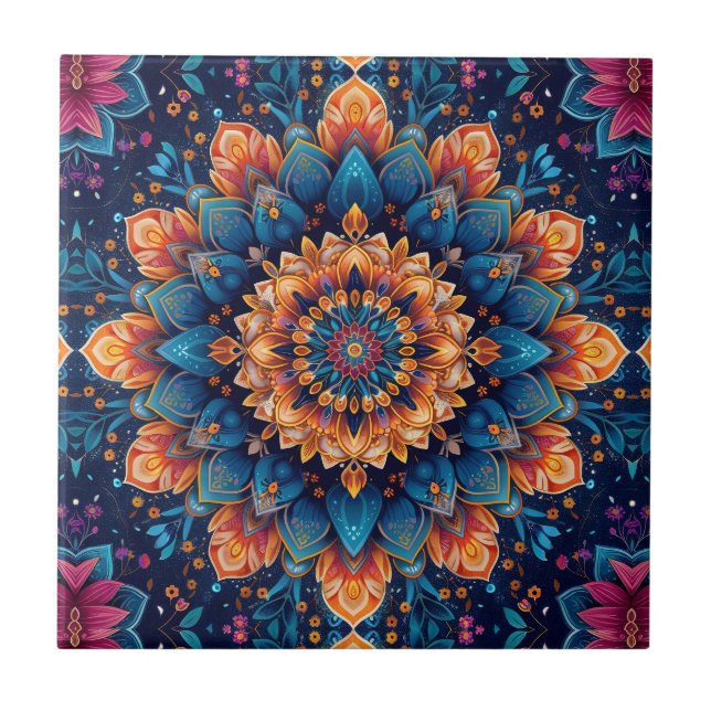 Mandala Flower Digital Art Stil-23907. Kakelplatta (Framsidan)