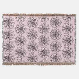 Mandala Flower Line Art Throw Blanket Mysfilt