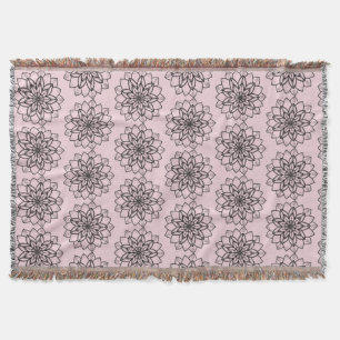 Mandala Flower Line Art Throw Blanket Mysfilt