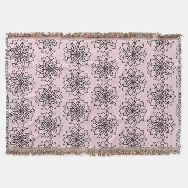 Mandala Flower Line Art Throw Blanket Mysfilt (Framsidan)