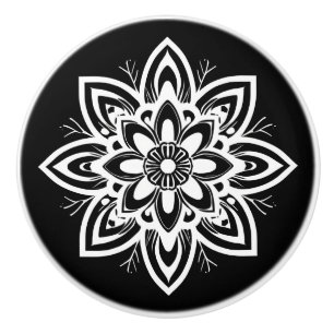 Mandala Flower Mönster i Black and White Knopp
