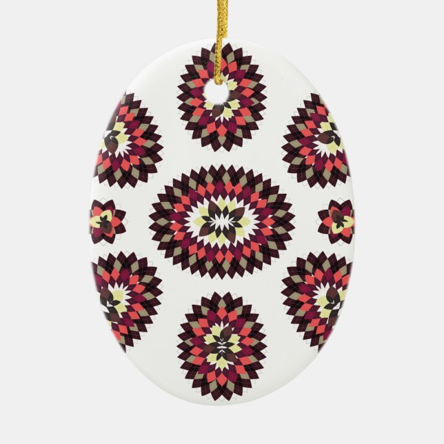 Mandala Flower Mönster Julgransprydnad Keramik (Framsidan)