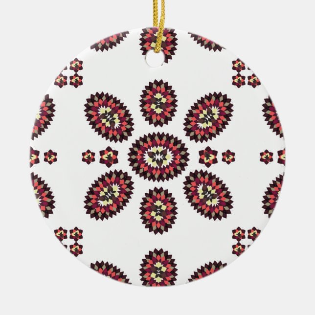 Mandala Flower Mönster Julgransprydnad Keramik (Framsidan)