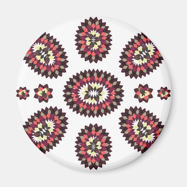 Mandala Flower Mönster Magnet (Framsidan)