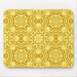 Mandala Flower Mönster - Mustard Guld och Gult Musmatta