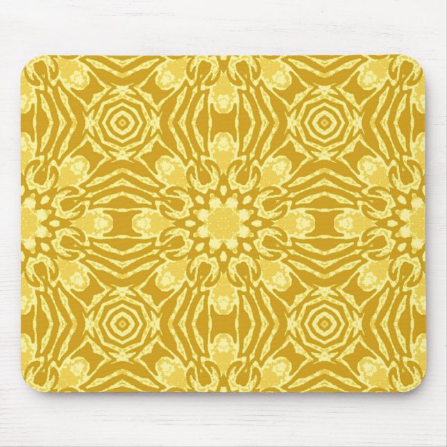 Mandala Flower Mönster - Mustard Guld och Gult Musmatta (Framsidan)