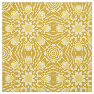Mandala Flower Mönster - Mustard Guld och Gult Tyg