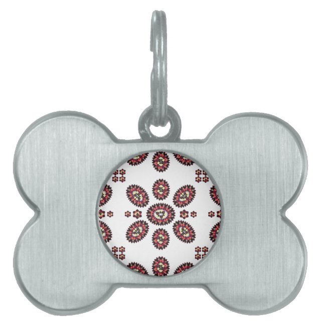 Mandala Flower Mönster Namnbricka Husdjur (Framsidan)