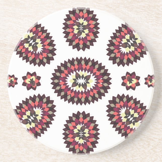 Mandala Flower Mönster Underlägg Sandsten (Framsidan)