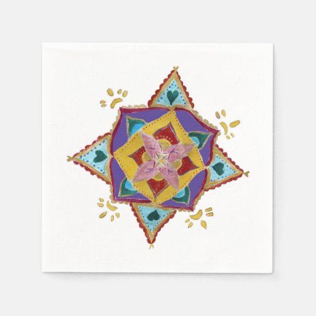 Mandala Flower Papper Napkins Pappersservett (Framsidan)