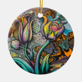 Mandala Flowers Julgransprydnad Keramik
