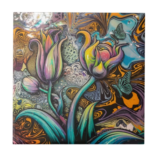 Mandala Flowers Kakelplatta (Framsidan)