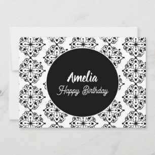 Mandala Födelsedagsfest Svart Vitt Färgning Julkort